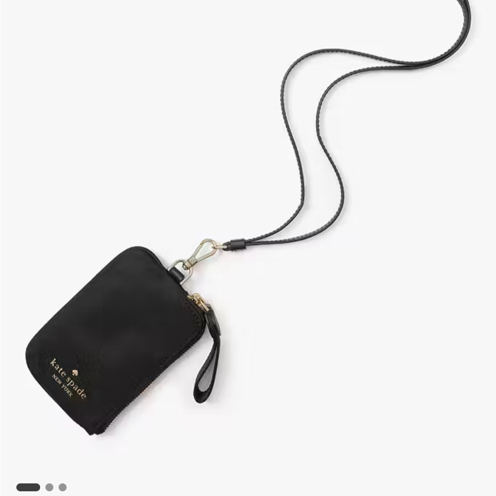 NWT-Kate Spade Chelsea Black Card Case Lanyard ID Multi Zip Card Case - Picture 4 of 9